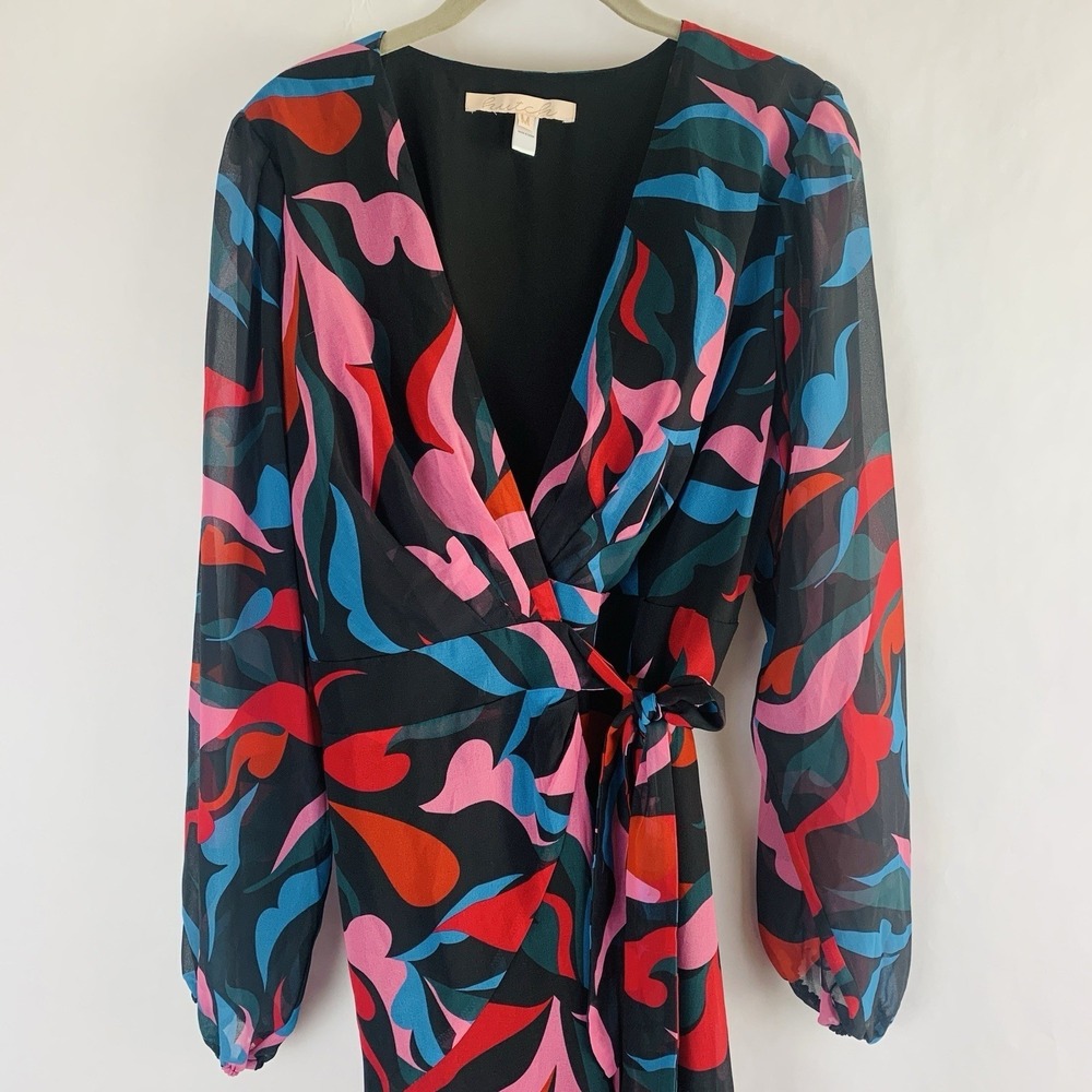Anthropologie Hutch Hi Low Maxi Dress Medium Wrap Ruffle Long Balloon Sleeve - Picture 3 of 16